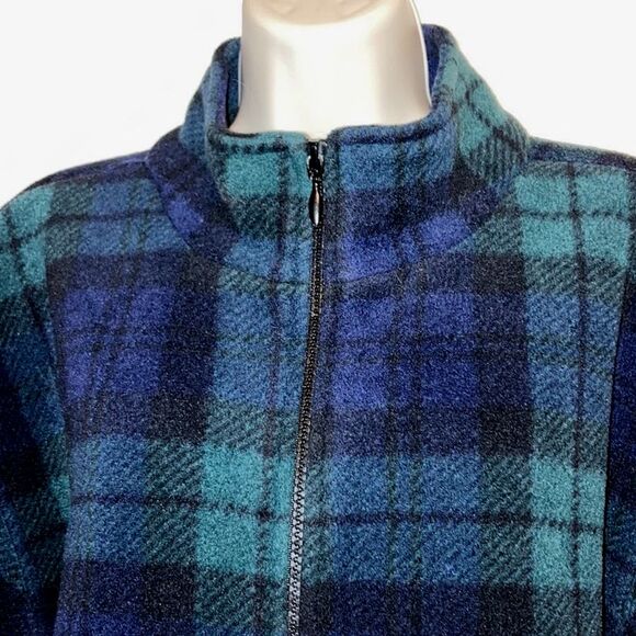 KAREN SCOTT Green Black Fleece Plaid Zippered Jacket with pockets Womens Large - Picture 3 of 10